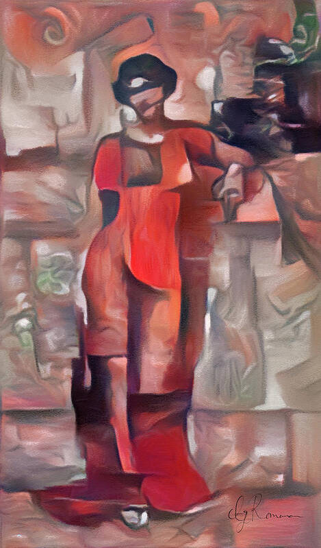 Lady In Red Poster featuring the painting Lady In Red by Georgiana Romanovna