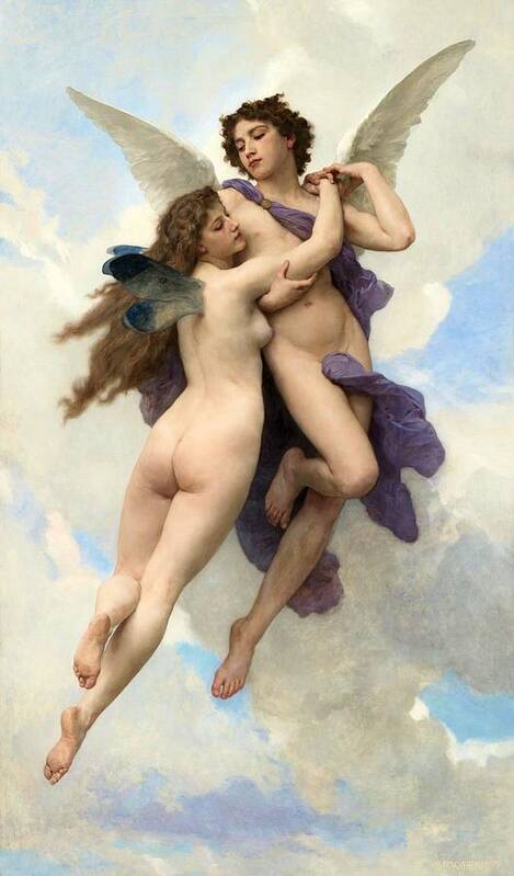 William Adolphe Bouguereau Poster featuring the painting LAmour et Psyche by William Adolphe Bouguereau