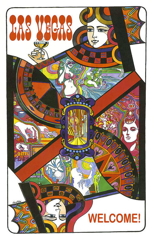 Las Vegas Poster featuring the painting Las Vegas welcome, Queen card by Long Shot