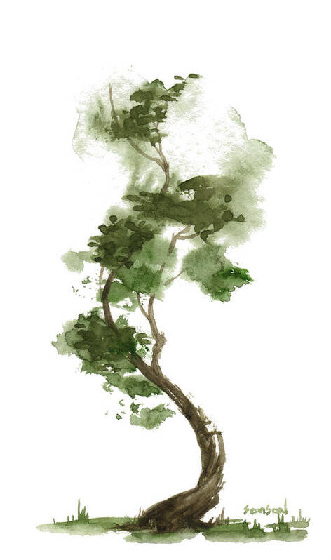 Zen Tree Poster featuring the painting Little Tree 135 by Sean Seal