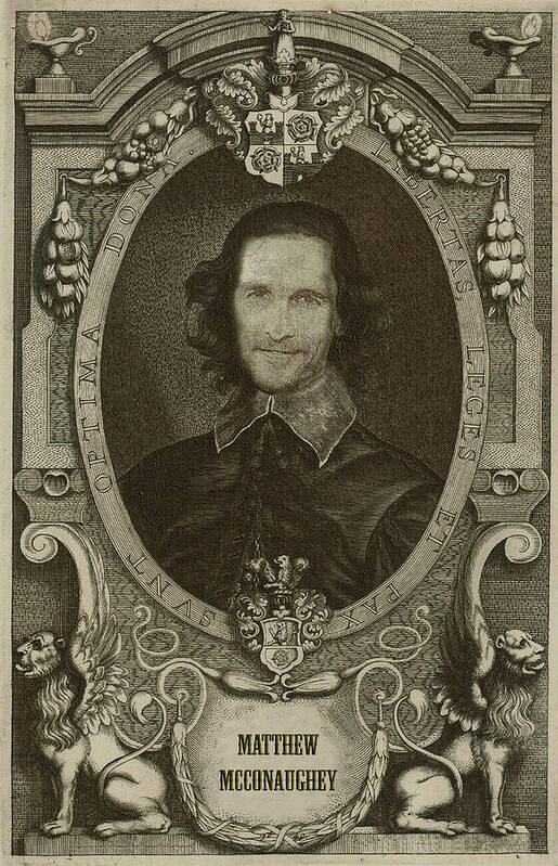 'celebrity Etchings' Collection By Serge Averbukh Poster featuring the photograph Matthew McConaughey  by Serge Averbukh