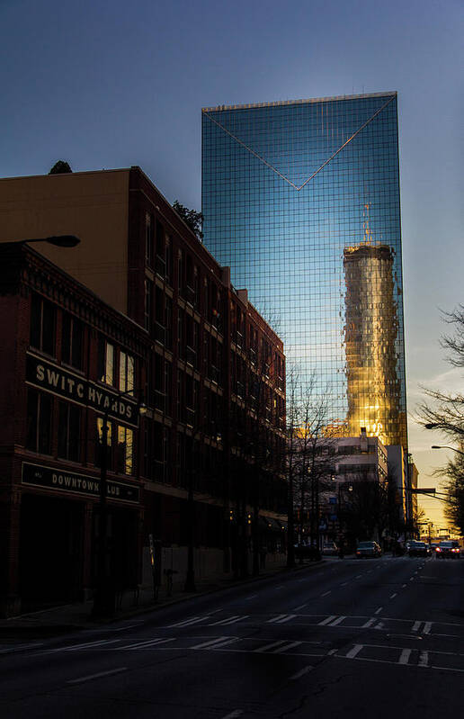 Reflection Poster featuring the photograph Mirror Reflection of Peachtree Plaza by Kenny Thomas