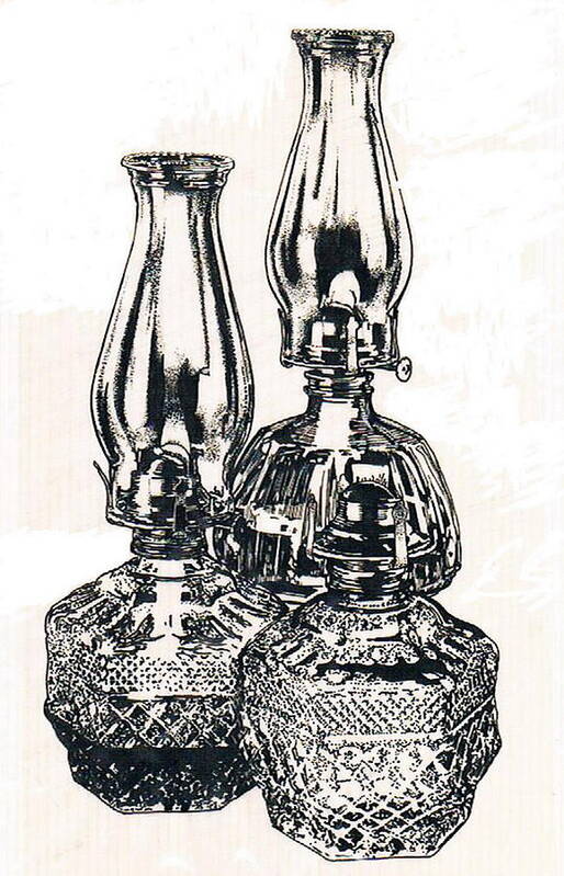Oil Lamps Poster featuring the drawing Oil Lamps by Barbara Keith