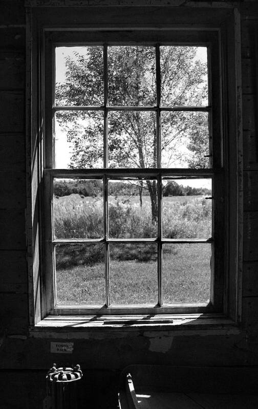 Old Poster featuring the photograph Old Window BW by Joanne Coyle