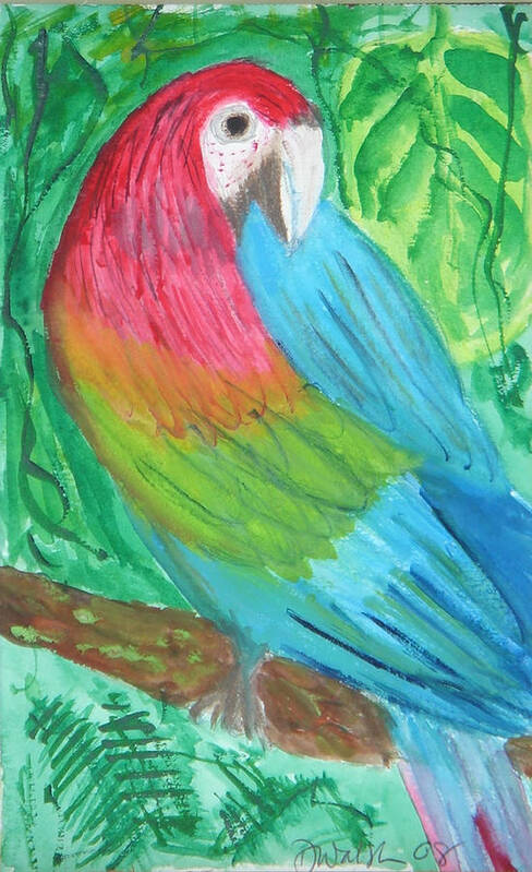 Parrot Poster featuring the painting Parrot at Sundy House by Donna Walsh