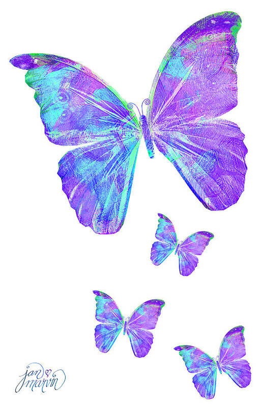 Butterfly Poster featuring the painting Purple Butterflies by Jan Marvin by Jan Marvin