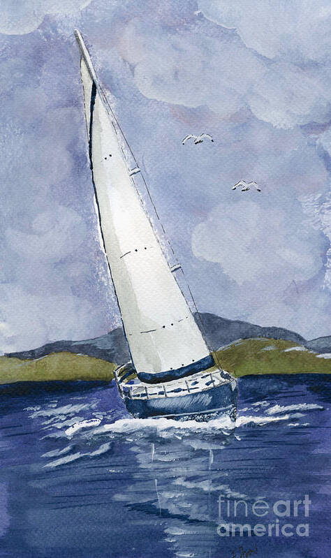 Sailing Poster featuring the painting Sail away by Eva Ason