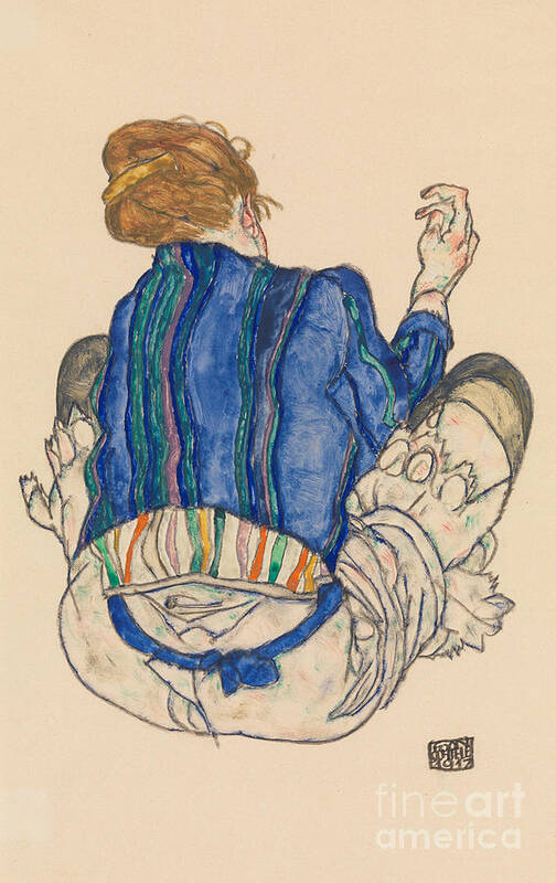 Seated Woman Poster featuring the painting Seated Woman, Back View, 1917 by Egon Schiele