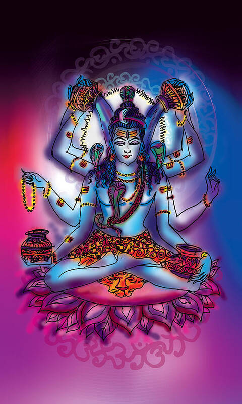 Purification Poster featuring the painting Shiva Abhishek by Guruji Aruneshvar Paris Art Curator Katrin
