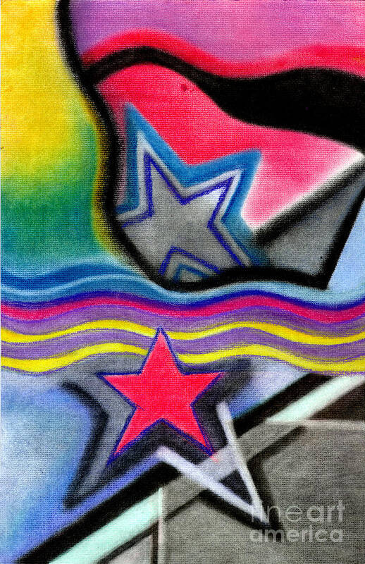 Abstract Art Poster featuring the pastel Stars by Christine Perry