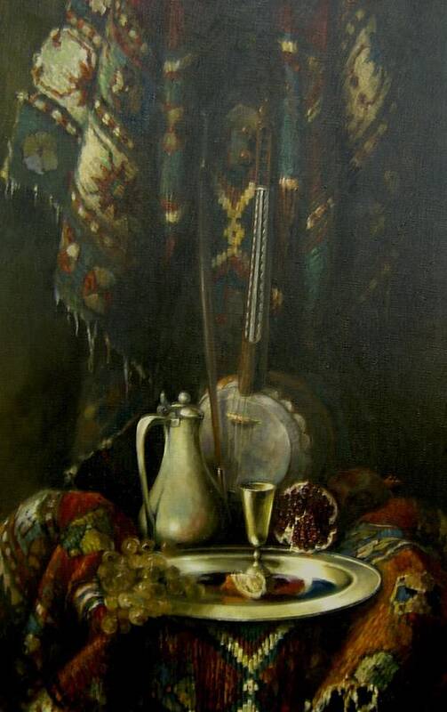 Still-life Poster featuring the painting Still-life with the kamancha by Tigran Ghulyan