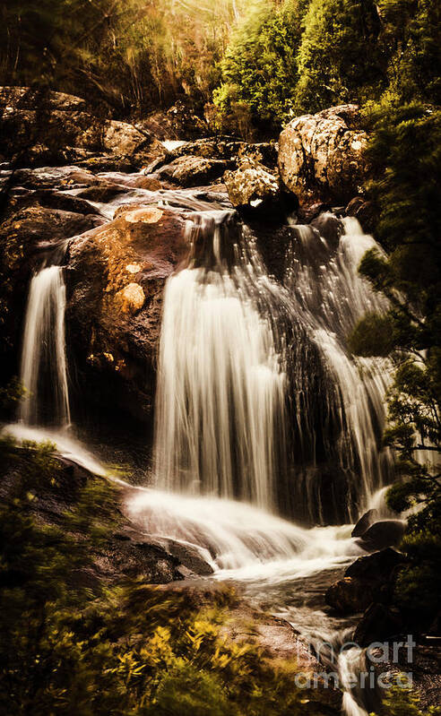 Waterfall Poster featuring the photograph Temperate highland water fall by Jorgo Photography