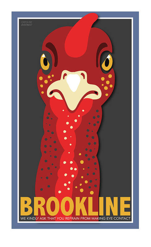 Brookline Turkeys Poster featuring the digital art Turkey Stare by Caroline Barnes