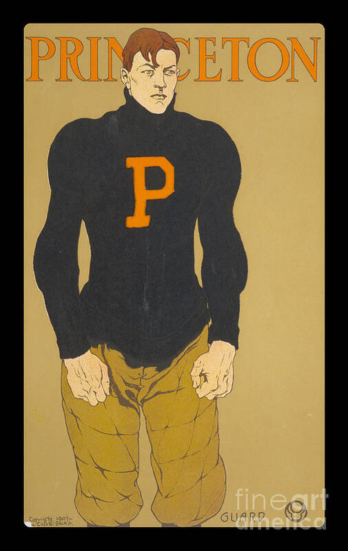 Princeton Poster featuring the painting Vintage College Football Princeton Guard by Edward Fielding