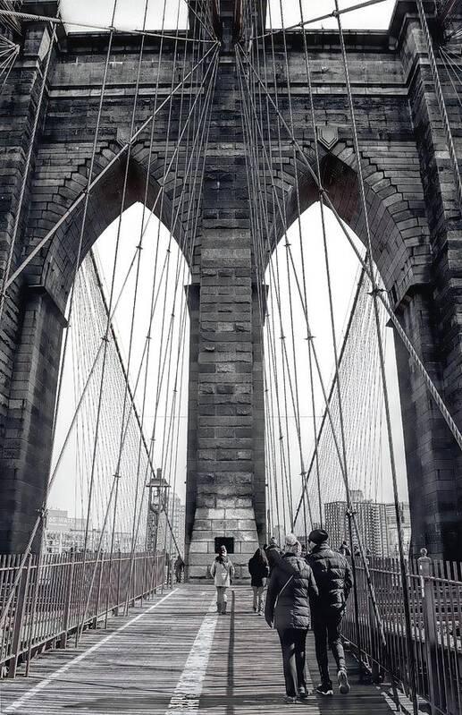 Brooklyn Bridge Poster featuring the photograph Walking Across the Brooklyn Bridge by Dyle Warren