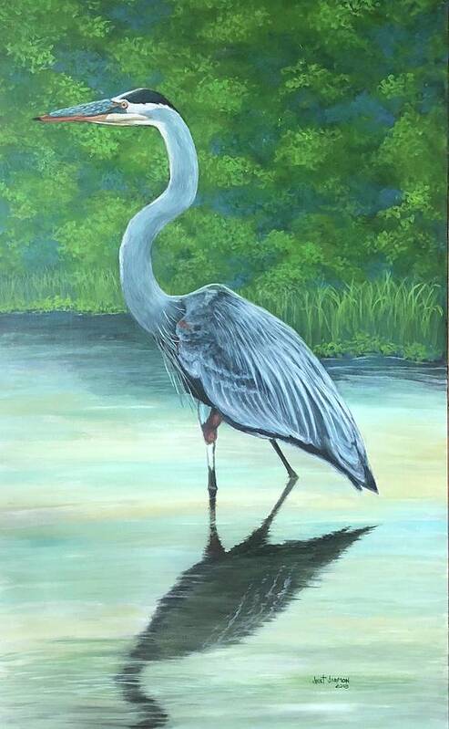 Heron Poster featuring the painting Blue Heron #2 by Jeanette Jarmon