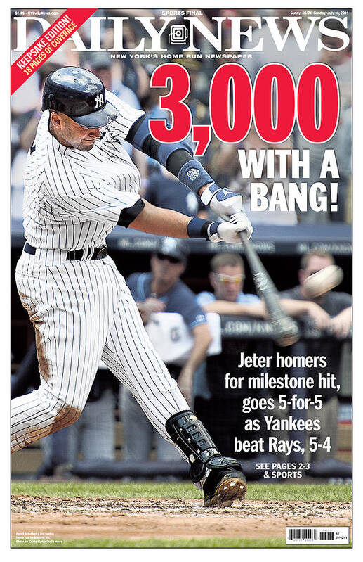 American League Baseball Poster featuring the photograph Daily News Front Page Derek Jeter #1 by New York Daily News