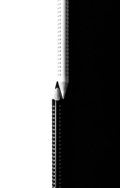 Pencil Poster featuring the photograph Two drawing pencils on a black and white surface. #2 by Michalakis Ppalis