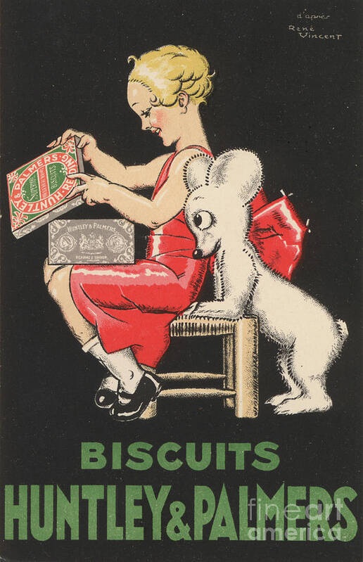 Girl Poster featuring the painting Advertisement For Huntley And Palmers Bicsuits by Rene Vincent