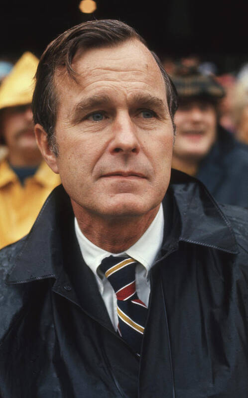Human Interest Poster featuring the photograph Ambassador Bush At Football Game by Leonard McCombe