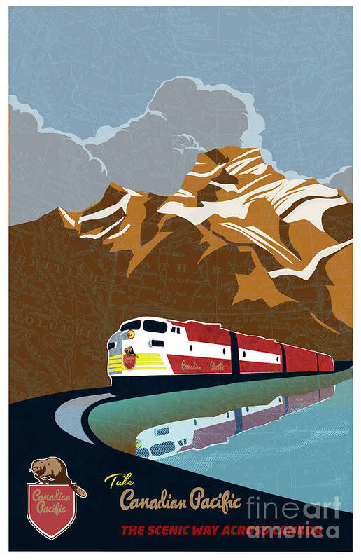 Travel Poster Poster featuring the painting Canadian Pacific Rail Vintage Travel Poster by Sassan Filsoof