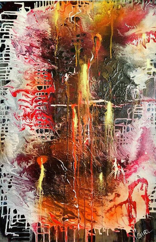 Abstract Poster featuring the painting Conflagration by Laura Jaffe