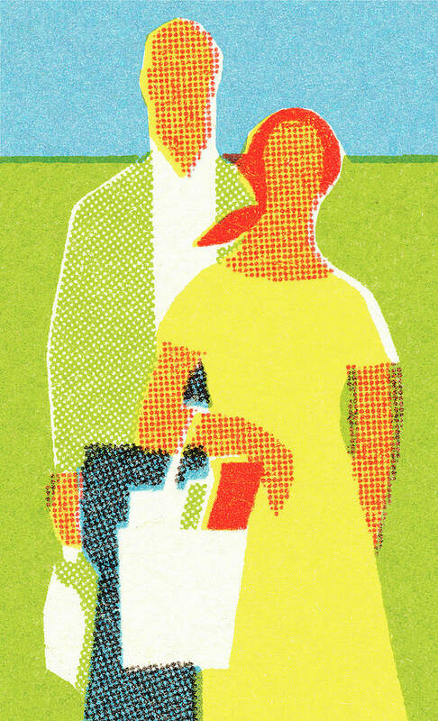 Adult Poster featuring the drawing Couple shopping by CSA Images