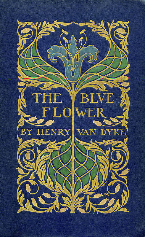 Binding Design Poster featuring the mixed media Cover design for The Blue Flower by Margaret Armstrong