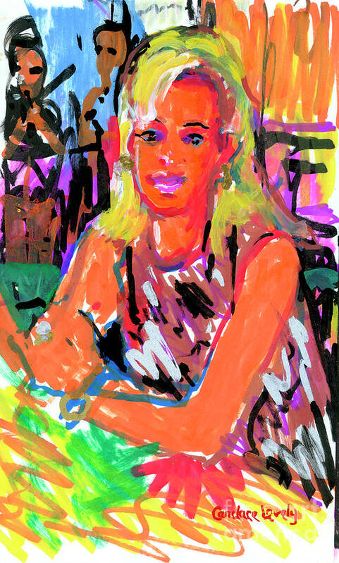 Cynthia At Palm Club Poster featuring the painting Cynthia at the Palm Club by Candace Lovely
