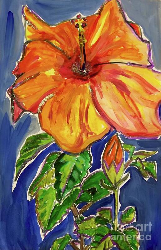Hibiscus Poster featuring the painting Hbiscus Composition by Catherine Gruetzke-Blais