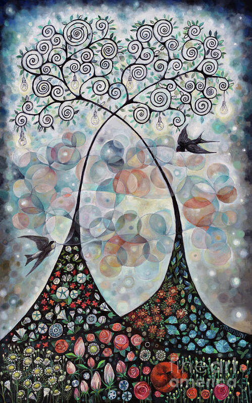 Birds Poster featuring the painting Infinity by Manami Lingerfelt