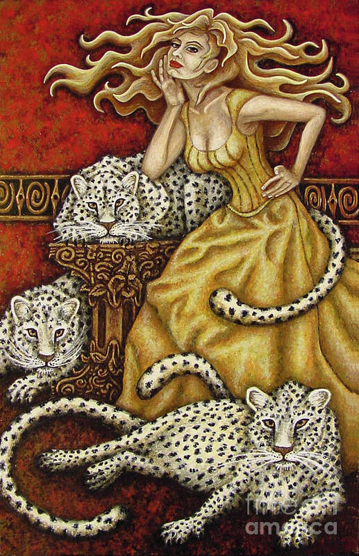 Cat Lady Poster featuring the painting Leopard's Lair by Amy E Fraser