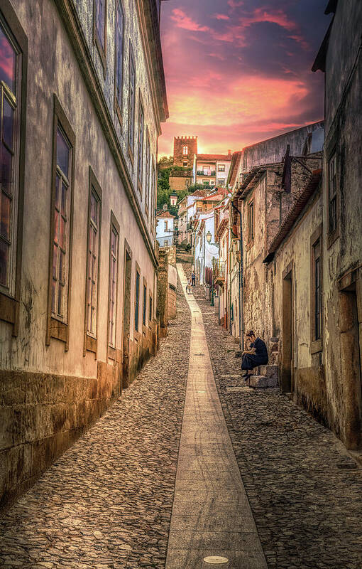 Sunset Poster featuring the photograph Nova Street Castelo Branco by Micah Offman