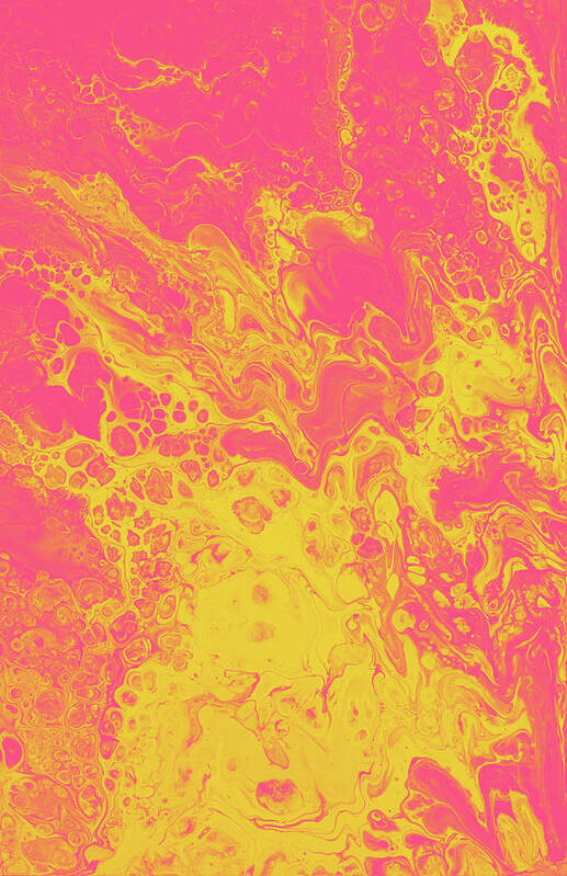 Fluid Poster featuring the digital art Pink and Yellow Marble by Jennifer Walsh