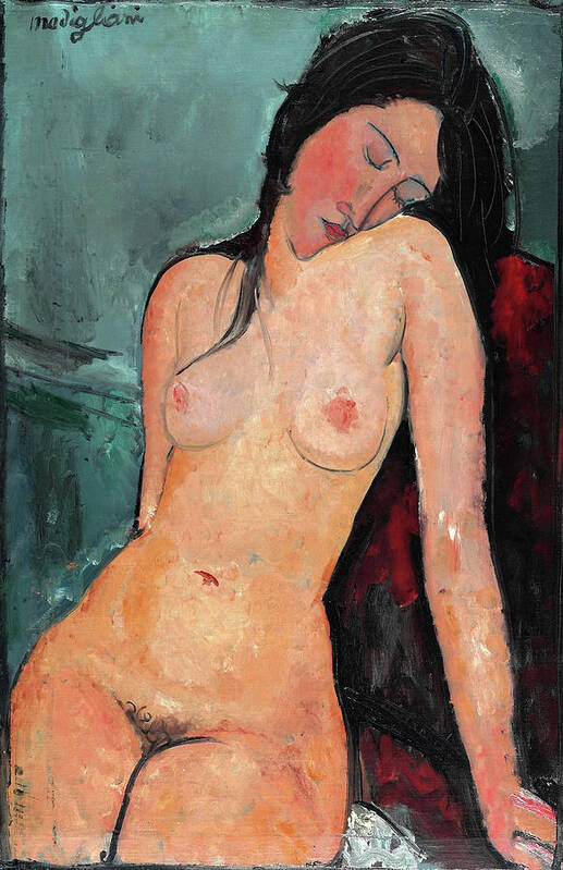 Seated Nude Poster featuring the painting Seated Nude - Digital Remastered Edition by Amedeo Modigliani