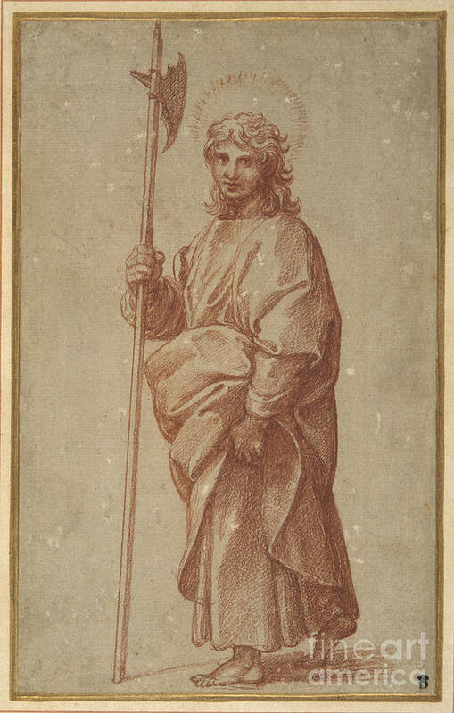 Apostle Poster featuring the drawing The Twelve Apostles: St. Thaddeus, 1518-20 by Giulio Romano