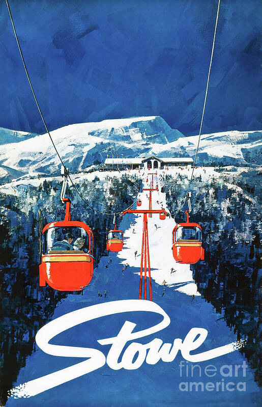 Vintage Ski Poster Poster featuring the painting Vintage Ski Poster Vermont by Mindy Sommers