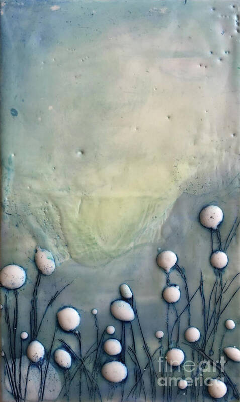 Encaustic Poster featuring the painting White Bulbs by Christine Chin-Fook