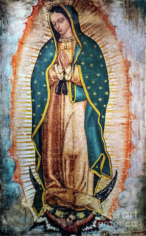 Religion Poster featuring the photograph Image of our lady of guadalupe is located in the new basilica, Mexico #1 by Marek Poplawski