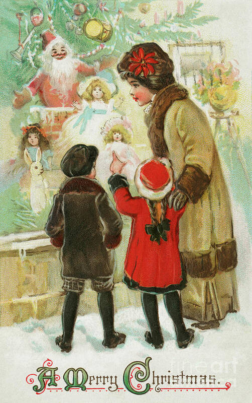 Christmas Poster featuring the painting A Merry Christmas 1912 from The Miriam and Ira D. Wallach Division of Art, Prints and Photographs by Shop Ability