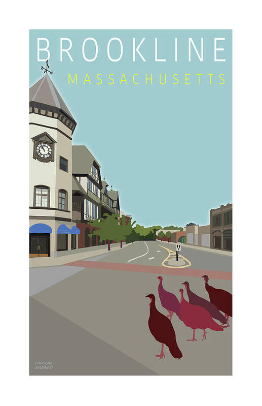 Brookline Poster featuring the digital art Afternoon Stroll by Caroline Barnes