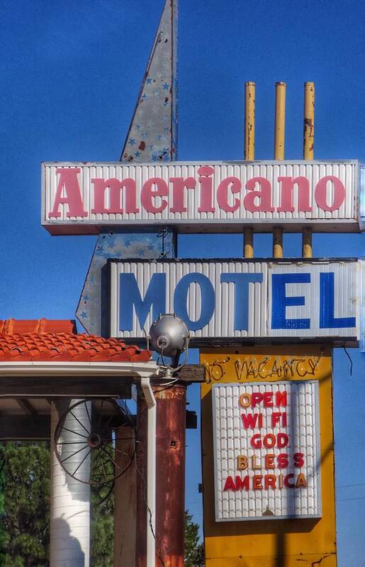 Vintage Sign Poster featuring the photograph Americano Motel by Gia Marie Houck