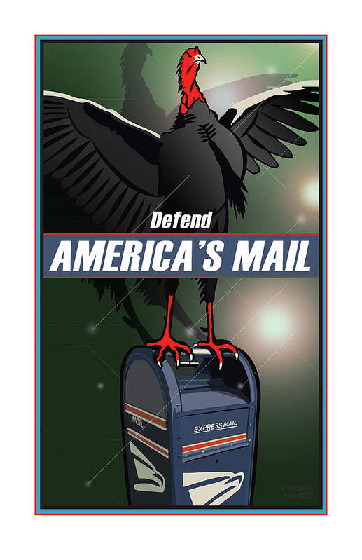 Brookline Turkeys Poster featuring the digital art America's Mail by Caroline Barnes