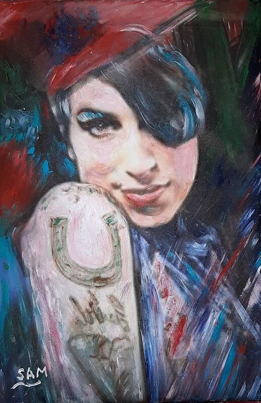 Amy Poster featuring the painting Amy with Tattoos by Sam Shaker