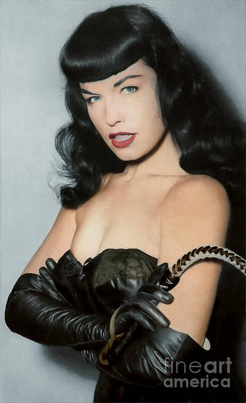Pinup Poster featuring the photograph Bettie Page and her Whip by Franchi Torres