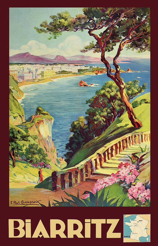 Biarritz Poster featuring the digital art Biarritz by Long Shot