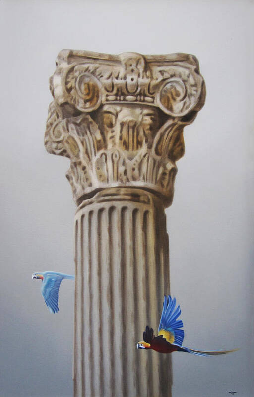 Realism Poster featuring the painting bird of Paradise by Zusheng Yu