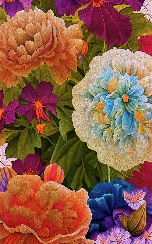 Flowers Poster featuring the mixed media Bouquet Joy 3 by Lynda Lehmann