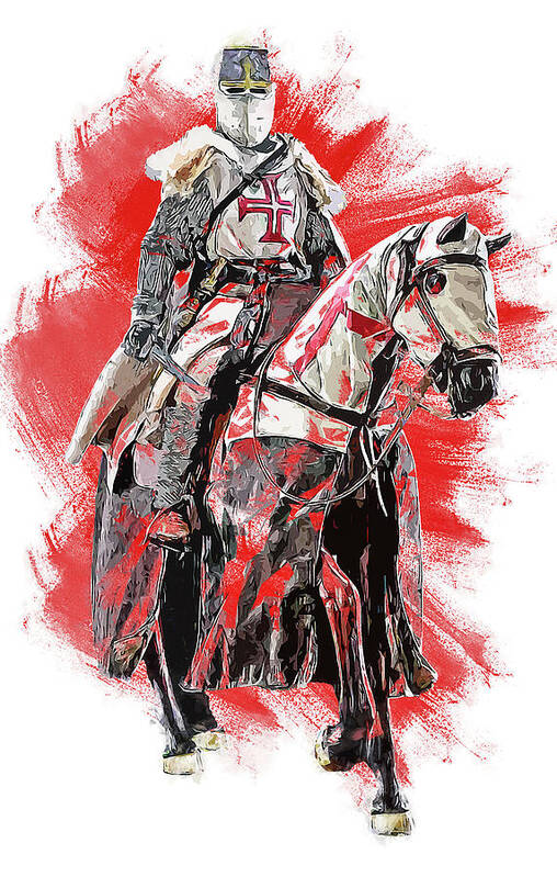 Crusader Knight Poster featuring the painting Crusader Warrior - 28 by AM FineArtPrints