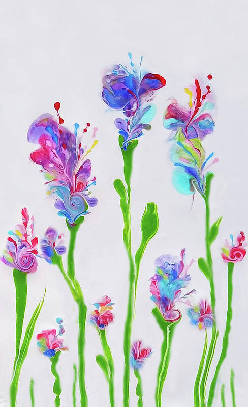 Flowers Poster featuring the painting Fancy Flowers 1 by Deborah Erlandson
